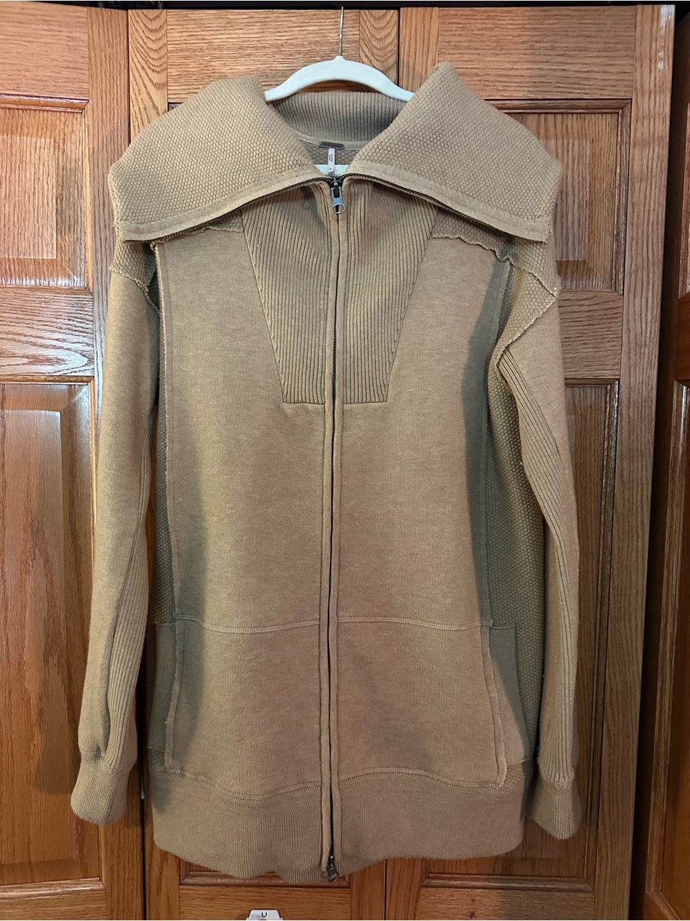 FREE PEOPLE Tan Double Check Cardigan | Size Small